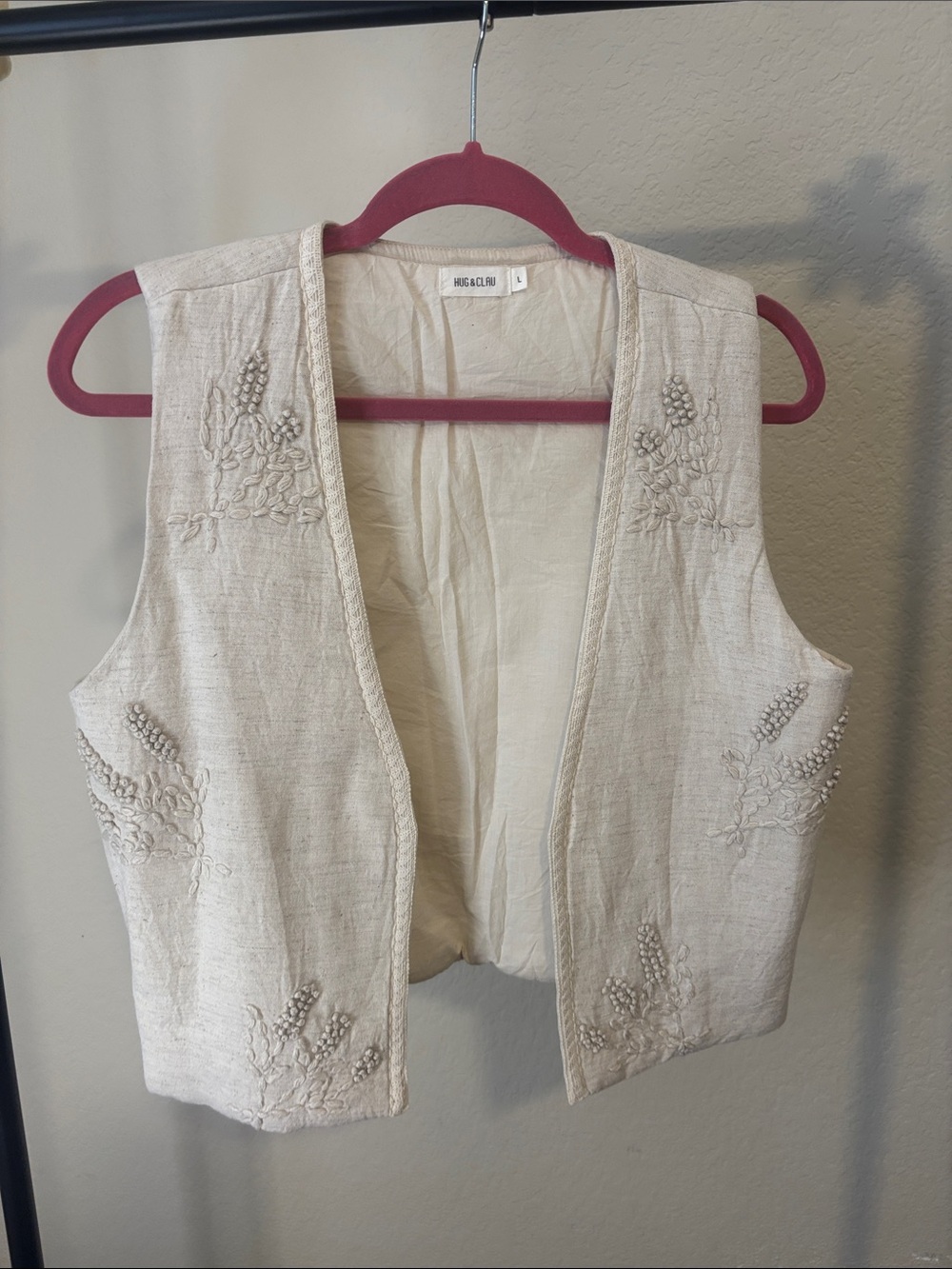 Embroidered Cream Women's Vest Sweater